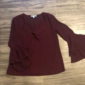 She & Sky Maroon bell sleeve top